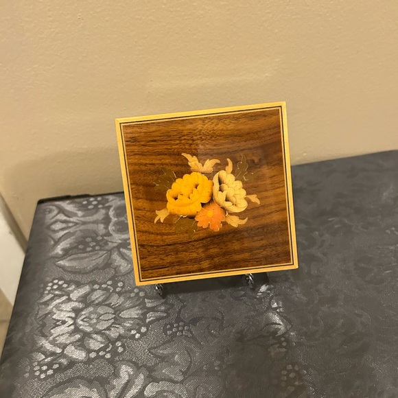 Brown and Yellow Floral Wooden Decor Accent box - Picture 2 of 7
